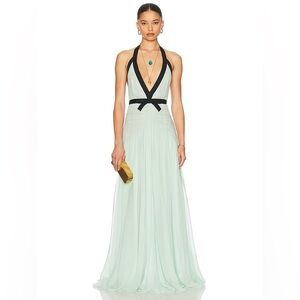 HELSA The Siren Dress in Silk Chiffon in Mint & Black